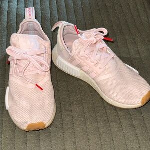 adidas Light Pink Knit NMD R1 Sneakers with Gum Toe